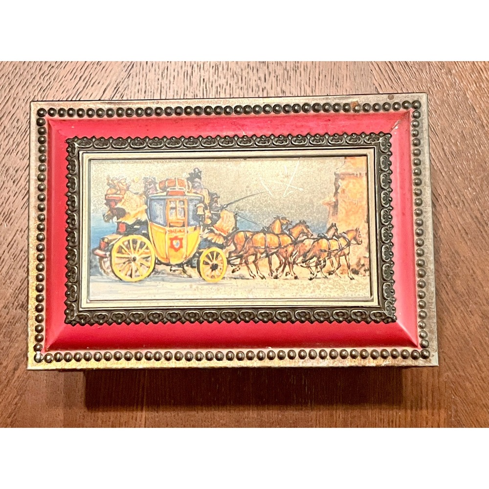 Klann Quality Decorative Tin Unisex OS Red Good Horse Carriage Western Germany